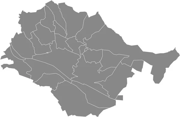 Eslingen Neckarの灰色のフラットブランクベクトル管理マップ その自治体の黒い境界線とドイツ — ストックベクタ