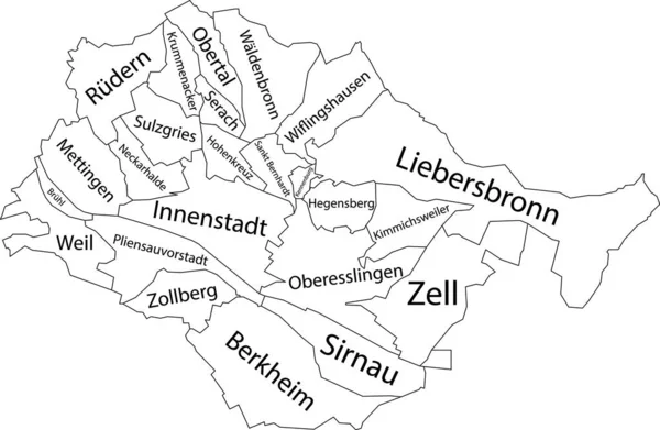 Carte Administrative Vectorielle Plate Blanche Esslingen Neckar Allemagne Avec Étiquettes — Image vectorielle