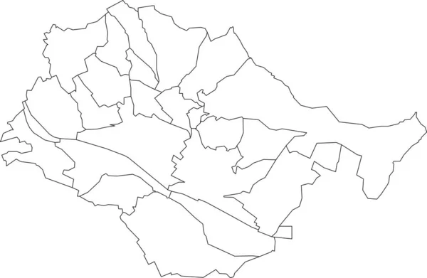 Esslingen Neckar Germany白色扁平矢量行政地图及其城市黑线 — 图库矢量图片