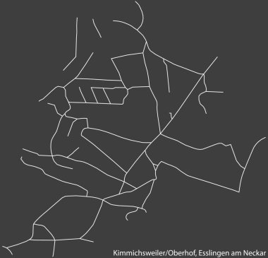 Almanya 'nın bölgesel başkenti Esslingen' in KIMMICHSWEILER-OBERHOF MÜZİPALİTESİ 'nin şehir caddelerinin detaylı haritası