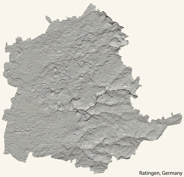 Topografická Reliéfní Mapa Města Ratingen Německo Černými Obrysovými Liniemi Vinobraní — Stockový vektor