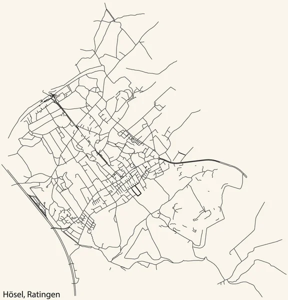 Detaillierte Navigation Schwarze Linien Stadtstraßenplan Der Hsel Municipality Der Landeshauptstadt — Stockvektor