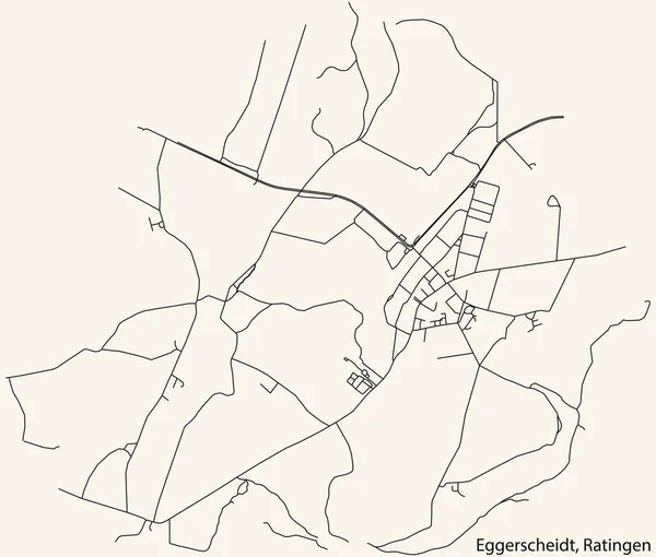 Detaillierte Navigation Schwarze Linien Stadtstraßenplan Der Eggerscheidt Municipality Der Landeshauptstadt — Stockvektor