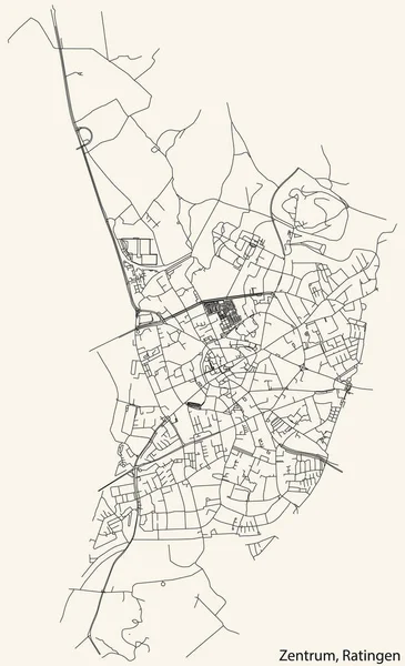 Detailed Navigation Black Lines Urban Street Roads Map Zentrum Municipality — Stock Vector
