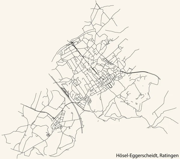Navegação Detalhada Linhas Pretas Mapa Das Estradas Urbanas Rua Hsel — Vetor de Stock