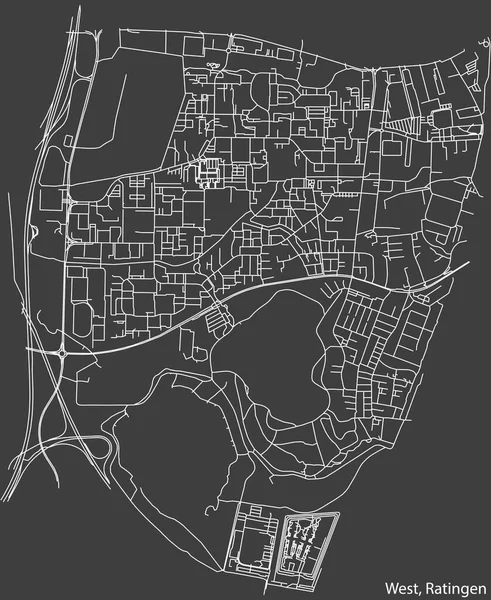 Navegación Negativa Detallada Líneas Blancas Calle Urbana Mapa Carreteras Municipalidad — Vector de stock