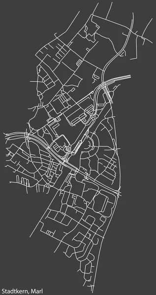 Navegação Negativa Detalhada Linhas Brancas Ruas Urbanas Mapa Municipalidade Stadtkern — Vetor de Stock