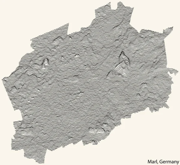 Carte Topographique Relief Ville Marl Allemagne Avec Lignes Contour Noires — Image vectorielle