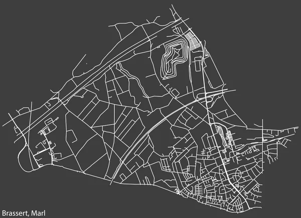 Navegação Negativa Detalhada Linhas Brancas Ruas Urbanas Mapa Municipalidade Brassert — Vetor de Stock