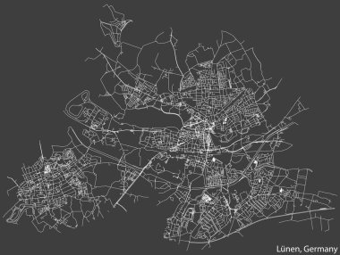Koyu gri arka planda Alman bölgesel başkenti LNEN, GERMANY 'nin şehir haritası.