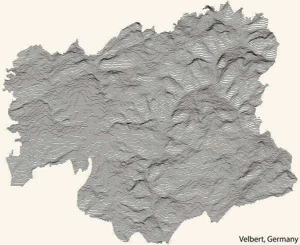 Topografisk Relief Karta Över Staden Velbert Tyskland Med Svart Kontur — Stock vektor