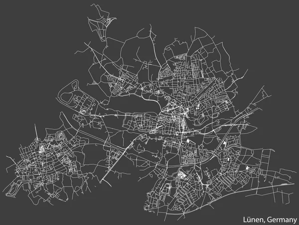 Detailed Negative Navigation White Lines Urban Street Roads Map German — Stock Vector