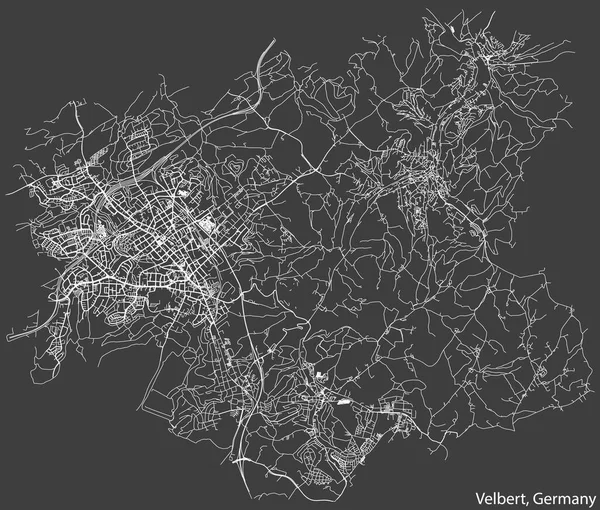 Navegación Negativa Detallada Líneas Blancas Calle Urbana Mapa Carreteras Capital — Vector de stock