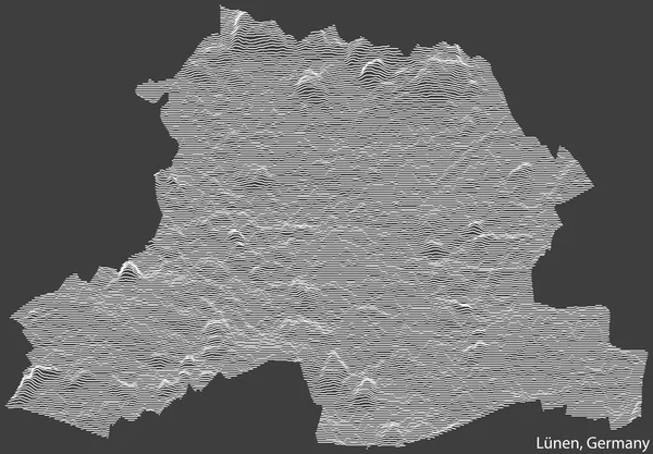 Топографическая Негативная Рельефная Карта Города Лнен Германия Белыми Контурными Линиями — стоковый вектор