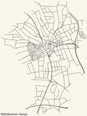 Alman kenti Hanau 'nun MÜZELBUCHEN MÜZİKİPALİTESİ' nin şehir caddelerinin detaylı haritası