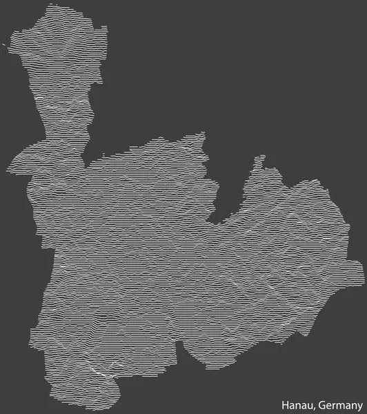 Mappa Topografica Rilievo Negativo Della Città Hanau Germania Con Linee — Vettoriale Stock