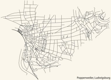 Alman bölgesel başkenti LUDWIGSBURG 'un POPPENweILER MÜZİPALİTESİ' nin şehir içi kara yol haritası