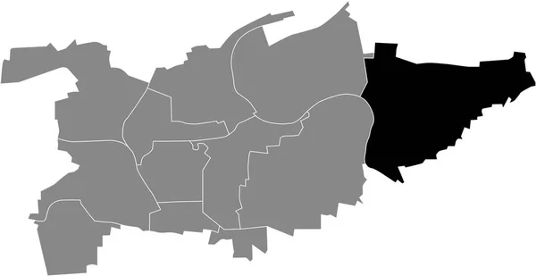 德国Ludwigsburg灰色行政地图内Poppenweiler Municipality的黑色平面突出显示空白位置图 — 图库矢量图片