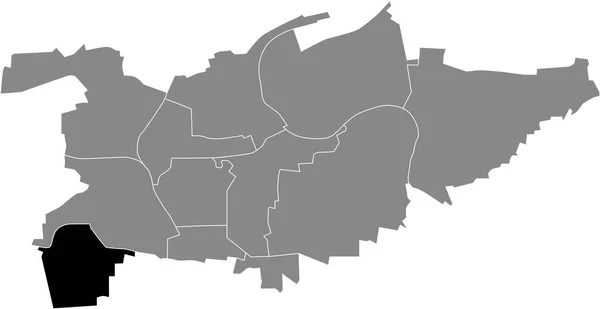 ドイツのLudwigsburgの灰色の行政地図の中のPflugfeldenコミュニティの黒いフラットブランク強調表示された場所マップ — ストックベクタ