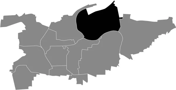 ドイツのLudwigsburgの灰色の行政地図内のNeckarweihingenコミュニティの黒いフラットブランク強調表示された場所マップ — ストックベクタ
