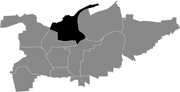 德国Ludwigsburg灰色行政地图内Hoheneck Municipality的黑色平面突出显示空白位置图 — 图库矢量图片