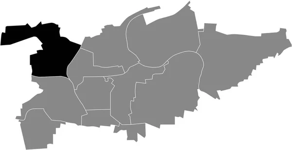 德国Ludwigsburg灰色行政地图内的Eglosheim Municipality黑色平面突出显示空白位置图 — 图库矢量图片