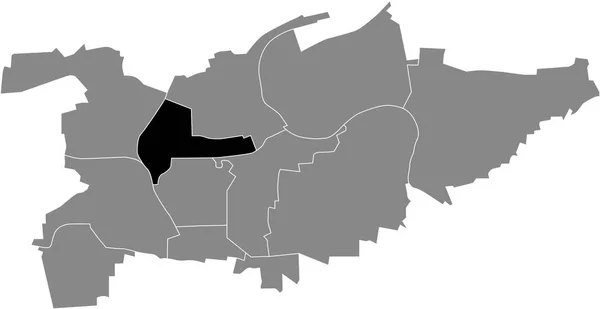 ドイツのLudwigsburgの灰色の行政地図の中の北自治体の黒いフラットブランク強調表示された場所マップ — ストックベクタ