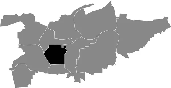 ドイツのLudwigsburgの灰色の行政地図の中にあるMitte Communityの黒いフラットブランク強調表示された場所マップ — ストックベクタ