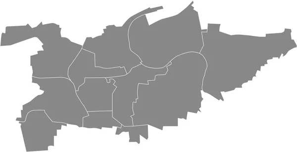 德国Ludwigsburg灰色平面矢量行政地图及其城市黑线 — 图库矢量图片