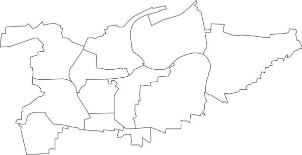 Ludwigsburg Beyaz Düz Boş Vektör Idari Haritası Belediyelerinin Siyah Sınır — Stok Vektör