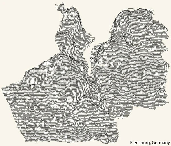 Mapa Topográfico Relevo Cidade Flensburg Alemanha Com Linhas Contorno Preto — Vetor de Stock