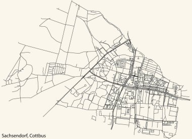 Almanya 'nın COTTBUS kentindeki SACHSENDORF DISTRICT kentsel yol haritasının ayrıntılı seyir çizgileri