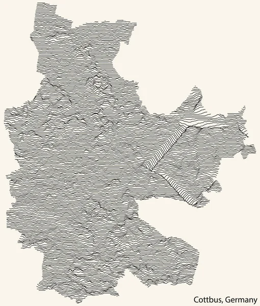 Topografická Reliéfní Mapa Města Cottbus Německo Černými Obrysovými Liniemi Vinobraní — Stockový vektor