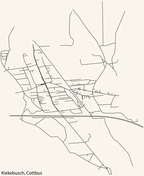 Detaillierte Navigation Schwarze Linien Stadtstraßenplan Des Kiekebusch District Der Deutschen — Stockvektor