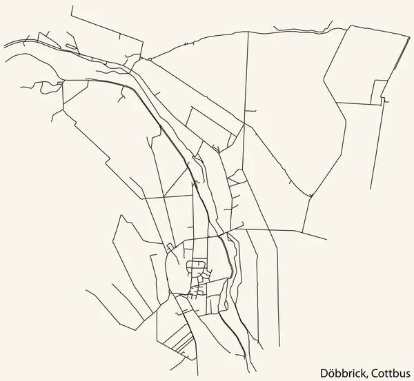 Detaillierte Navigation Schwarze Linien Stadtstraßenplan Des Dbbrick District Der Deutschen — Stockvektor