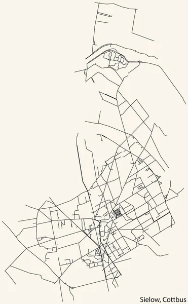 Detaillierte Navigation Schwarze Linien Stadtstraßenplan Der Sielow District Der Deutschen — Stockvektor