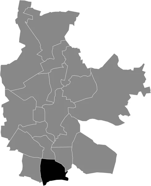 德国Cottbus灰色行政地图内Gallinchen District的黑色平面突出显示空白位置图 — 图库矢量图片