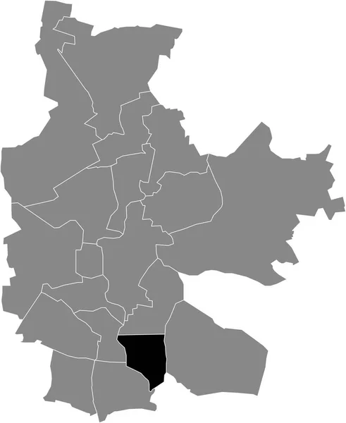 Μαύρο Επίπεδο Κενό Τονισμένο Χάρτη Της Περιοχής Kiekebusch District Μέσα — Διανυσματικό Αρχείο