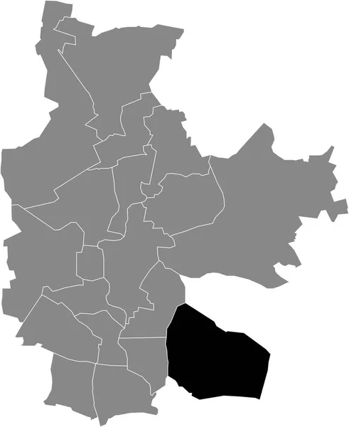 Μαύρο Επίπεδο Κενό Τονισμένο Χάρτη Της Περιοχής Kahren District Μέσα — Διανυσματικό Αρχείο