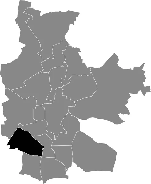 德国Cottbus灰色行政地图内Sachsendorf District的黑色扁平突出显示空白位置图 — 图库矢量图片