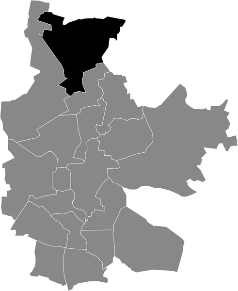 Černá Plochá Prázdná Zvýrazněná Mapa Umístění Dbbrick District Uvnitř Šedé — Stockový vektor