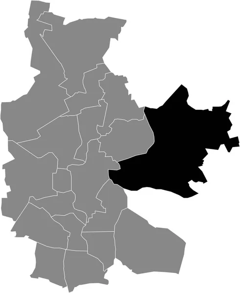 德国Cottbus灰色行政地图内的Dissenchen District黑色平面突出显示空白位置图 — 图库矢量图片