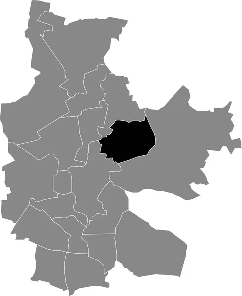 ドイツのCottbusの灰色の行政地図の中のMerzdorf地区の黒いフラットブランクハイライトされた場所マップ — ストックベクタ