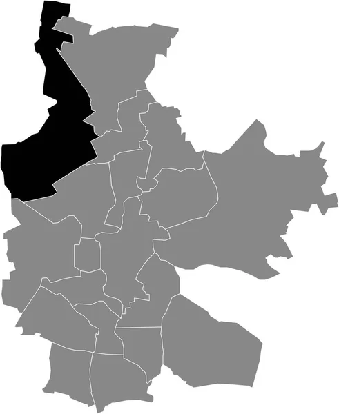 ドイツのCottbusの灰色の行政地図の中のSielow地区の黒いフラットブランクハイライトされた場所マップ — ストックベクタ