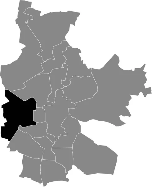 德国Cottbus灰色行政地图内的Strbitz District黑色扁平突出显示空白位置图 — 图库矢量图片