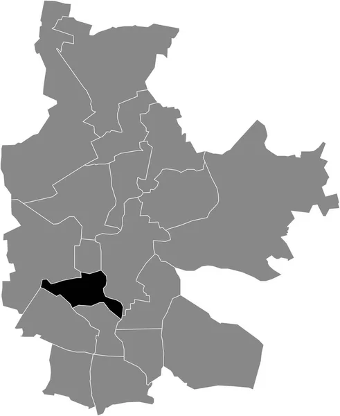 Plano Negro Blanco Resaltado Mapa Ubicación Spremberger Vorstadt District Dentro — Vector de stock