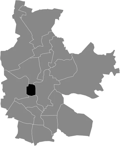 Almanya Nın Cottbus Kentinin Gri Idari Haritasında Mitte District Siyah — Stok Vektör