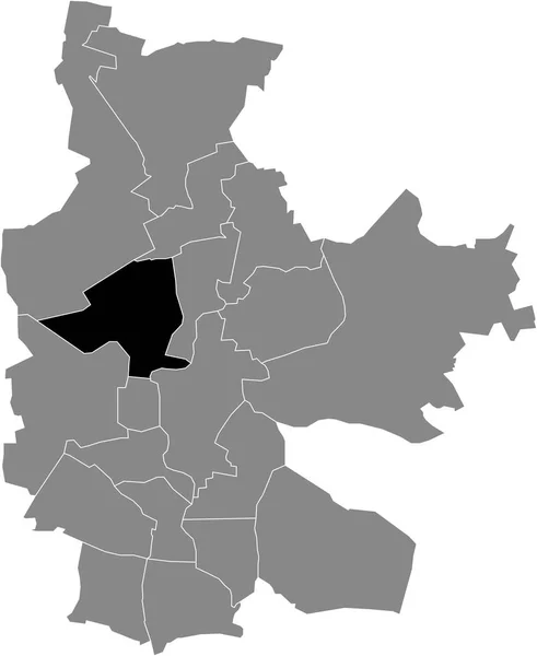 德国Cottbus灰色行政地图内Schmellwitz District的黑色平面醒目空白位置图 — 图库矢量图片