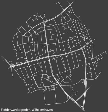Almanya 'nın WILHELMSHAVEN kentindeki FEDERWARDERGRODEN DISTRICT' in şehir caddeleri haritası