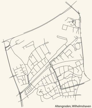 Almanya 'nın WILHELMSHAVEN kentinde bulunan ALTENGRODEN DISTRICT' nin şehir caddelerinin detaylı haritası